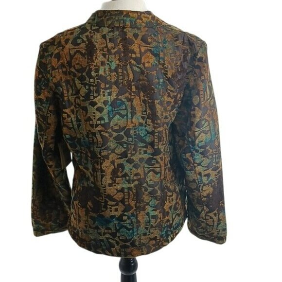 Coldwater Creek Blazer Brown Intricate Pattern 2 Button Long Sleeve Size S - Picture 5 of 7
